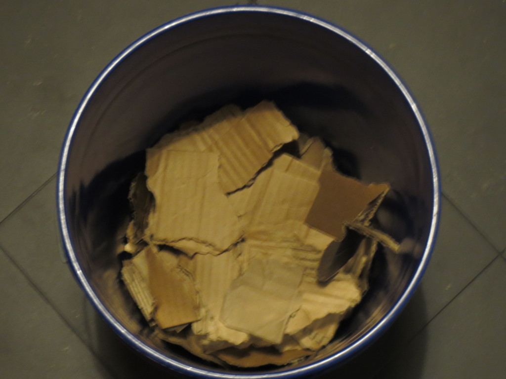 2. cardboard in bucket